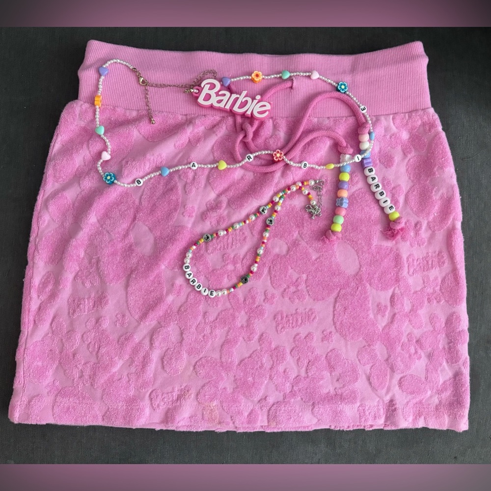 🍑FOREVER 21 Barbie Girl 3D Beaded Mini Skirt ONLY (2Piece)